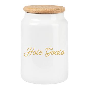 Hole Goals Golf Saying - Cookie Jar with Wooden Lid - white - Front
