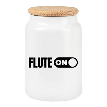 Allumez la flûte - Boîte à biscuits avec couvercle en bois - blanc - Devant