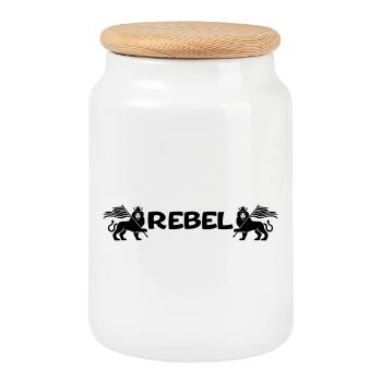 Rebelle - Boîte à biscuits avec couvercle en bois - blanc - Devant
