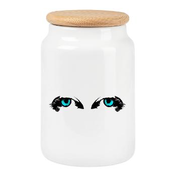 Yeux - Boîte à biscuits avec couvercle en bois - blanc - Devant