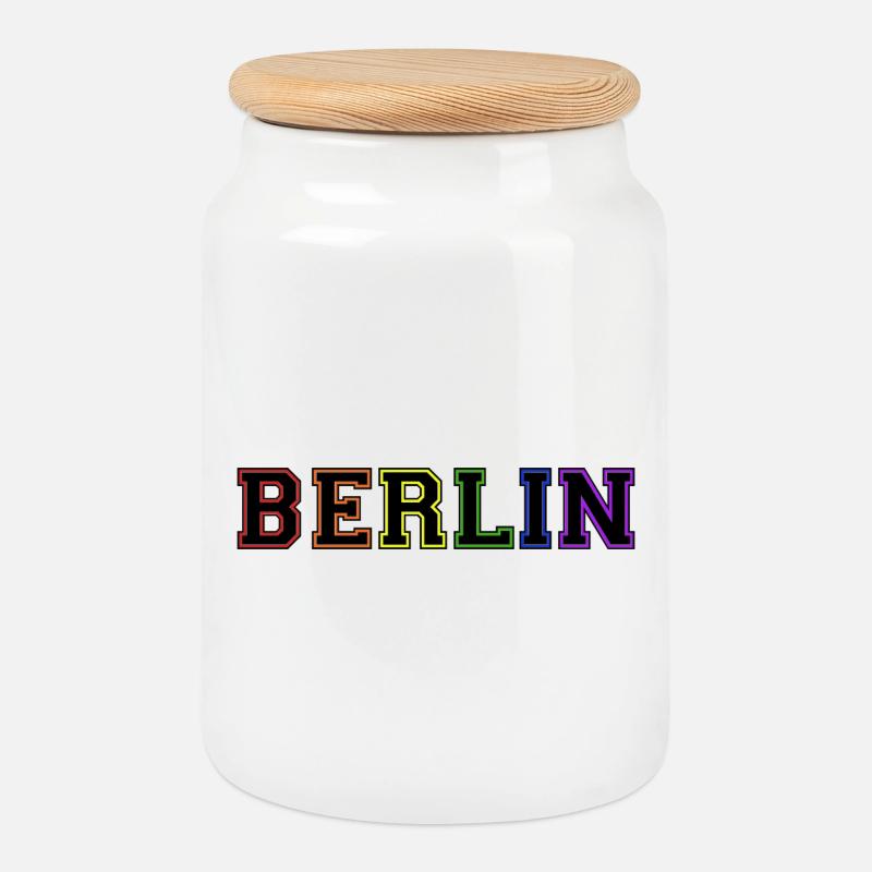 Berlin Varsity Rainbow - Keksdose mit Holzdeckel - Weiß