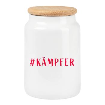 Kämpfer - Glücksbringer - Du schaffst das! - Keksdose mit Holzdeckel - Weiß - Vorne