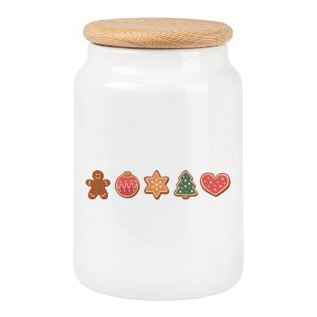 Cookies and cookies for Christmas - Cookie Jar with Wooden Lid - white - Front