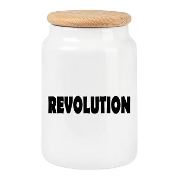 REVOLUTION - Keksdose mit Holzdeckel - Weiß - Vorne