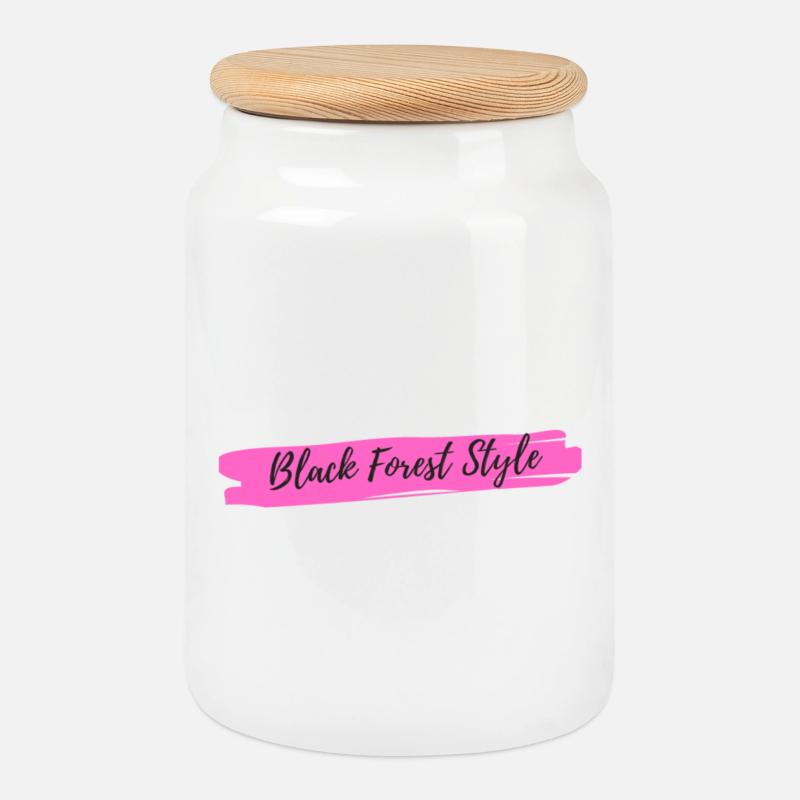 Black Forest Style Pink - Cookie Jar with Wooden Lid - white