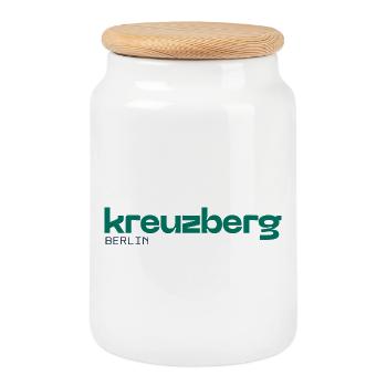 Berlin Kreuzberg - Un design simple et beau - Boîte à biscuits avec couvercle en bois - blanc - Devant