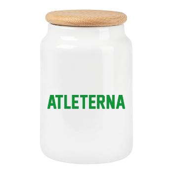 Athletes - Cookie Jar with Wooden Lid - white - Front
