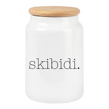 skibidi - Cookie Jar with Wooden Lid - white - Front