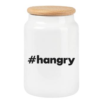 « #hangry » - Boîte à biscuits avec couvercle en bois - blanc - Devant