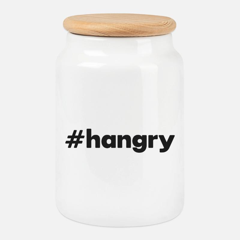 "#hangry" - Keksdose mit Holzdeckel - Weiß