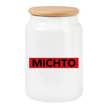 Michto - Boîte à biscuits avec couvercle en bois - blanc - Devant