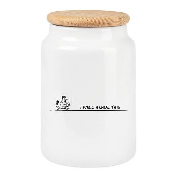 I Will Hendl This Pun - Cookie Jar with Wooden Lid - white - Front