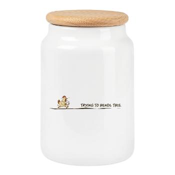 Trying to Hendl This Huhn Denglisch Spruch witzig - Cookie Jar with Wooden Lid - white - Front
