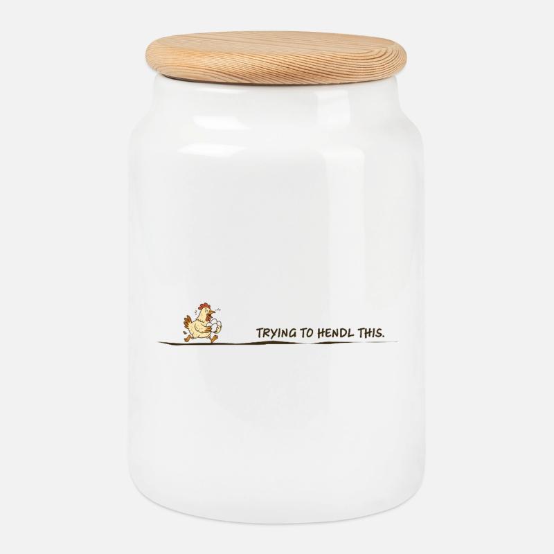 Trying to Hendl This Huhn Denglisch Spruch witzig - Keksdose mit Holzdeckel - Weiß