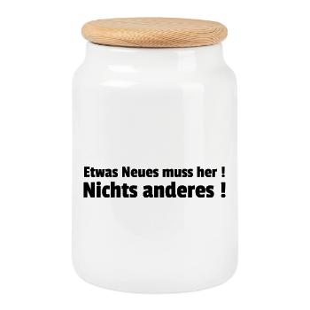 Neu nicht anders - Keksdose mit Holzdeckel - Weiß - Vorne