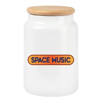 Space Music Ambient Festival Chillout Vibes - Cookie Jar with Wooden Lid - white - Front