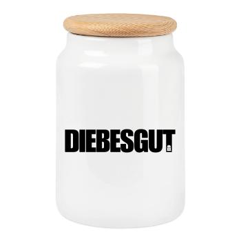 Biens volés - Boîte à biscuits avec couvercle en bois - blanc - Devant