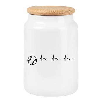 Baseball EKG Herzschlag Baseballschläger - Keksdose mit Holzdeckel - Weiß - Vorne
