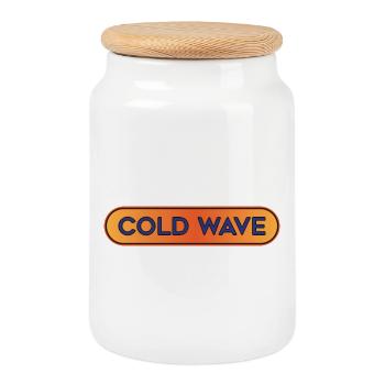 Cold Wave Neon Gradient - Cookie Jar with Wooden Lid - white - Front