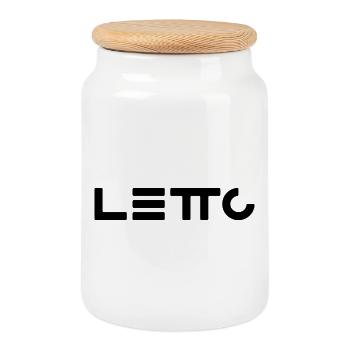 LeTTo Logo classic - Cookie Jar with Wooden Lid - white - Front