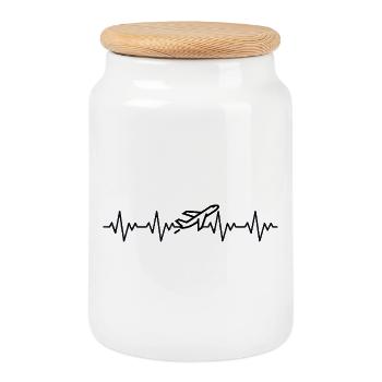 Battement cardiaque ECG du pilote d’avion - Boîte à biscuits avec couvercle en bois - blanc - Devant