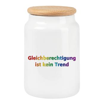 Gleichberechtigung ist kein Trend Regenbogen  - Keksdose mit Holzdeckel - Weiß - Vorne