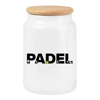 PADEL Icons – Court Addiction! Smash it - Keksdose mit Holzdeckel - Weiß - Vorne