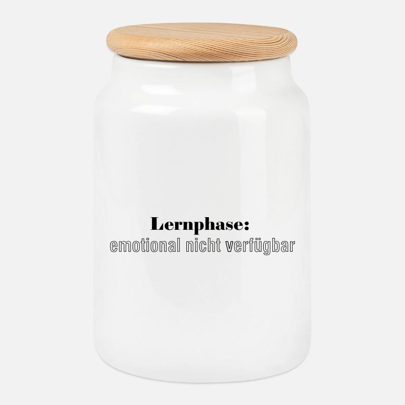 Learning phase: emotionally unavailable - Cookie Jar with Wooden Lid - white