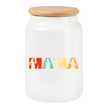 Police Mama Application de la loi Mère Rétro - Boîte à biscuits avec couvercle en bois - blanc - Devant
