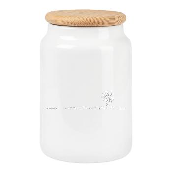 Line design palm tree - Cookie Jar with Wooden Lid - white - Front