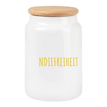 Off to freedom 2026 - Abitur - Matura - Cookie Jar with Wooden Lid - white - Front