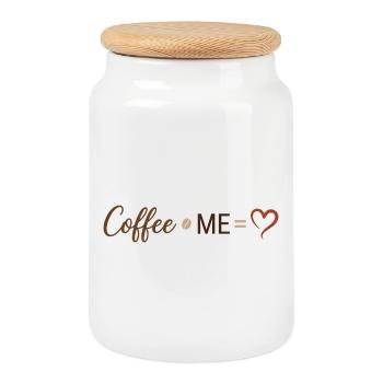 Coffee & Me - Liebe zum Kaffee Design - Keksdose mit Holzdeckel - Weiß - Vorne