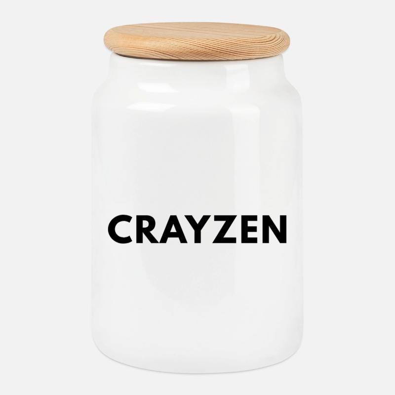 CRAYZEN - Cookie Jar with Wooden Lid - white