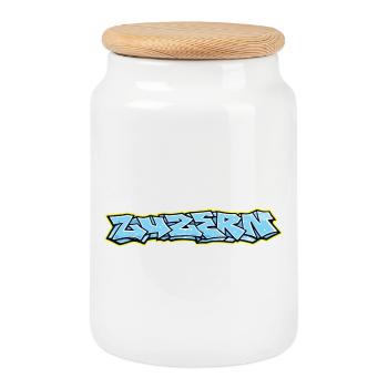 Lucerne Graffiti - Boîte à biscuits avec couvercle en bois - blanc - Devant