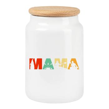 Kayaker MAMA Retro Sunset Kayaking Geschenk - Keksdose mit Holzdeckel - Weiß - Vorne
