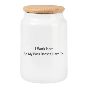 Keep Calm Work Hard and Stop the MIMIMI Gift - Cookie Jar with Wooden Lid - white - Front
