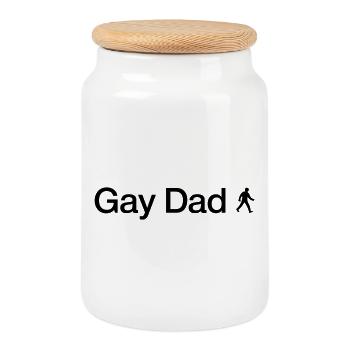 Papa gay - Boîte à biscuits avec couvercle en bois - blanc - Devant