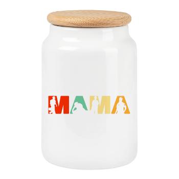 Paramedic Mama Retro EMT EMS First Responder - Cookie Jar with Wooden Lid - white - Front