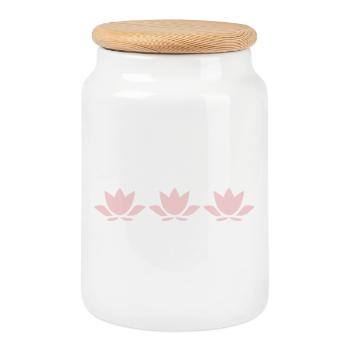 Fleur de lotus, fleur de lotus, fleur de lotus, yoga aux fleurs pastel - Boîte à biscuits avec couvercle en bois - blanc - Devant