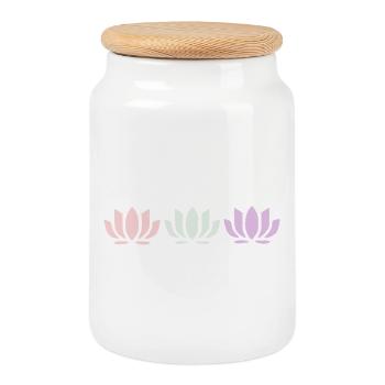 Fleurs de lotus, fleurs de lotus, yoga de la fleur en fleurs pastel - Boîte à biscuits avec couvercle en bois - blanc - Devant