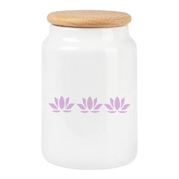 Fleur de lotus Fleur de lotus Fleurs de violet pastel Fleurs - Boîte à biscuits avec couvercle en bois - blanc - Devant