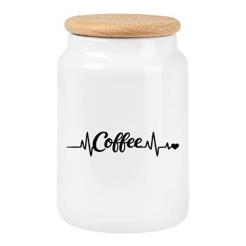 Coffee makes you happy - Cookie Jar with Wooden Lid - white - Front