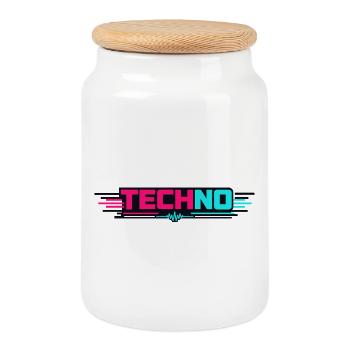 Techno Neon Puls - Cookie Jar with Wooden Lid - white - Front