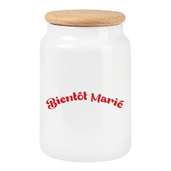 Futur Époux : Design Bientôt Marié Rouge Cintré - Boîte à biscuits avec couvercle en bois - blanc - Devant