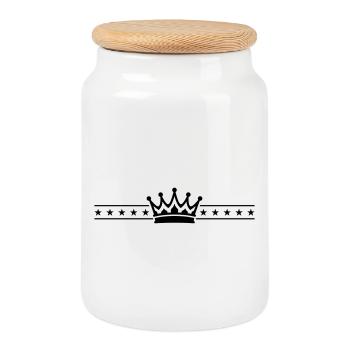 Crown Element - Cookie Jar with Wooden Lid - white - Front
