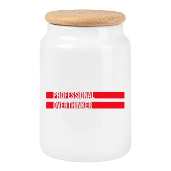 Logo drôle d’anxiété drôle et sombre de la réflexion professionnelle - Boîte à biscuits avec couvercle en bois - blanc - Devant