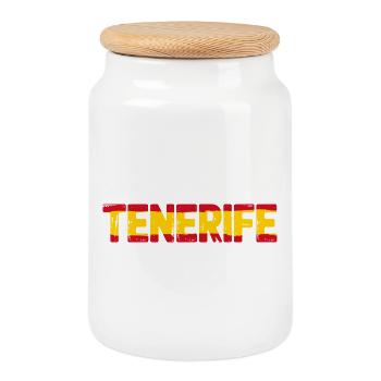 Drapeau de Tenerife Espagne Tenerife - Boîte à biscuits avec couvercle en bois - blanc - Devant