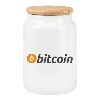 Le bitcoin - Boîte à biscuits avec couvercle en bois - blanc - Devant