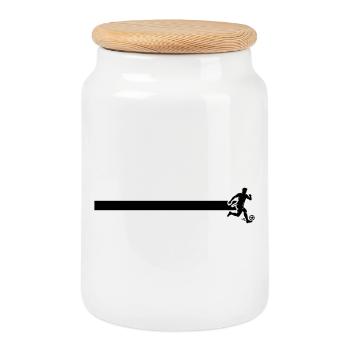 Ligne de footballeur - Boîte à biscuits avec couvercle en bois - blanc - Devant