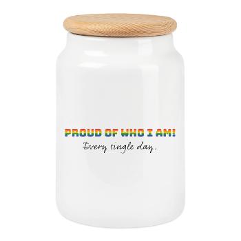 Regenbogen | Proud of who i am | CSD - Keksdose mit Holzdeckel - Weiß - Vorne